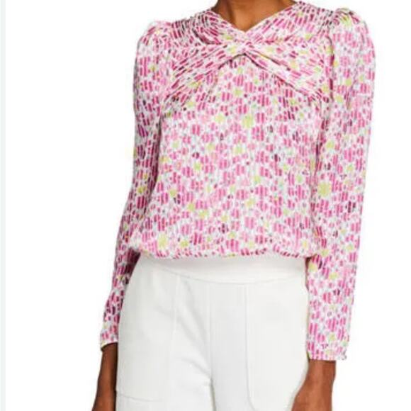 Kate Spade New York Marker Floral Devore Top Pink Size Large - Picture 1 of 9